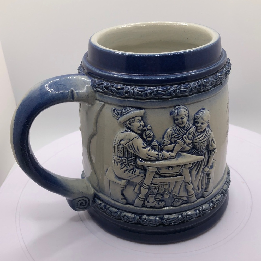 Original Thewalt German Ceramic Stein, Raised Sculpture Design, 1371